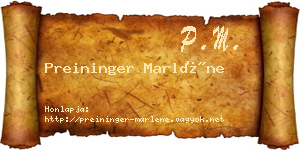 Preininger Marléne névjegykártya